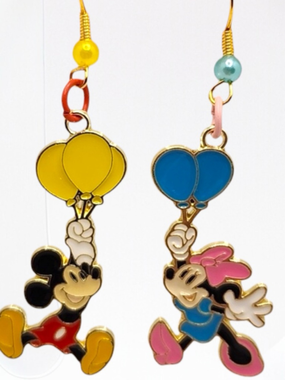 Disney Mickey & Minnie Balloon Dangle Earrings - Yellow, Blue, Pink NWT - Picture 2 of 5